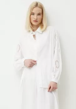 Sisley camasa din bumbac femei, culoarea alb, cu guler clasic, relaxed imagine