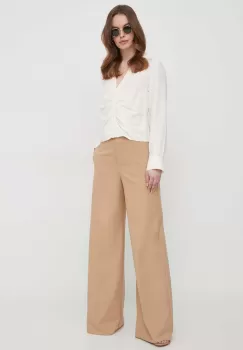 Sisley camasa femei, culoarea bej, cu guler clasic, regular imagine
