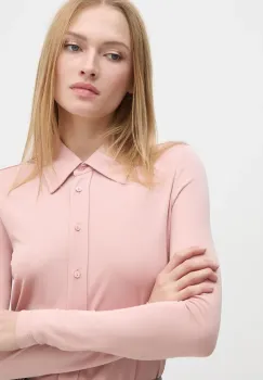 Sisley camasa femei, culoarea portocaliu, cu guler clasic, regular, 54HXLQ087 imagine