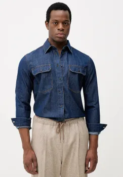 Sisley camasa jeans cu guler clasic, regular, 51WVSQ04V imagine