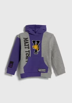 Sisley hanorac de bumbac pentru copii culoarea violet, cu gluga, cu imprimeu imagine