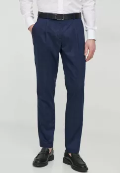 Sisley pantaloni barbati, culoarea albastru marin, drept imagine