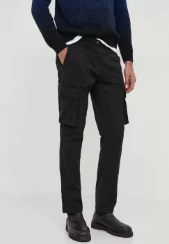 Sisley pantaloni barbati, culoarea negru, cu fason cargo imagine