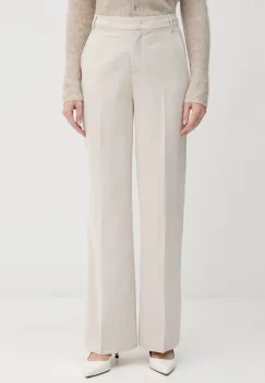 Sisley pantaloni culoarea bej, drept, high waist, 4KVXLF02I imagine