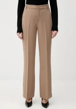 Sisley pantaloni culoarea bej, drept, high waist, 4KVXLF02I imagine