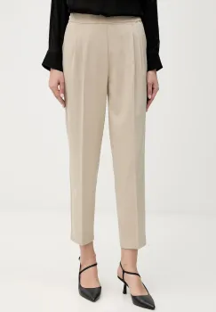 Sisley pantaloni culoarea bej, fason chinos, high waist, 41YPLF043 imagine