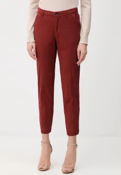 Sisley pantaloni culoarea bordo, fason tigareta, medium waist, 48M855BK7 imagine