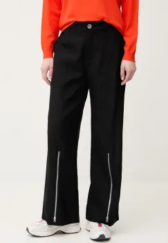 Sisley pantaloni culoarea negru, drept, high waist, 47ICLF06O imagine