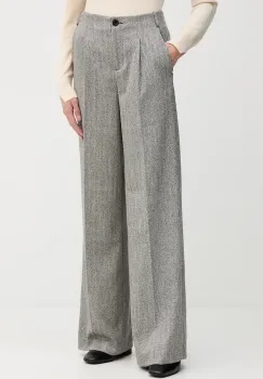 Sisley pantaloni culoarea negru, lat, high waist, 4D12LF07V imagine