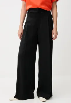 Sisley pantaloni culoarea negru, lat, high waist, 4V7PLF06N imagine