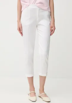 Sisley pantaloni culoarea portocaliu, fason tigareta, high waist imagine