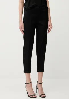 Sisley pantaloni culoarea portocaliu, fason tigareta, high waist imagine