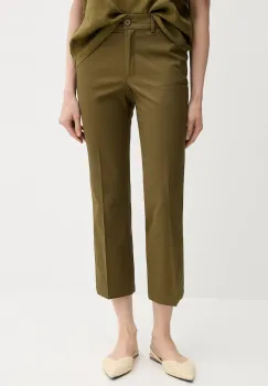 Sisley pantaloni culoarea verde, fason tigareta, medium waist, 4ENMLE02X imagine