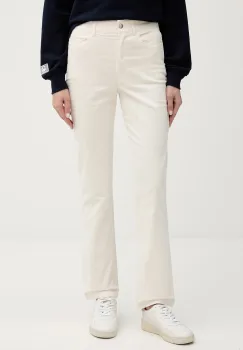 Sisley pantaloni de catifea cord culoarea gri, drept, high waist, 46C2LE02W imagine