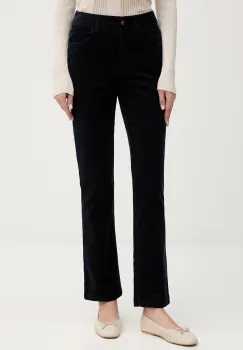 Sisley pantaloni de catifea cord culoarea gri, drept, high waist, 46C2LE02W imagine