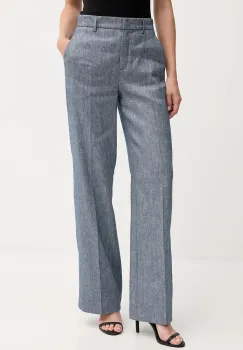 Sisley pantaloni din in lat, high waist, 4MNULF02I imagine
