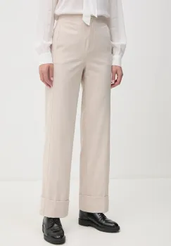 Sisley pantaloni din lana culoarea bej, drept, high waist, 4JYQLF061 imagine
