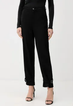 Sisley pantaloni din lana culoarea negru, drept, high waist, 41FQLF080 imagine