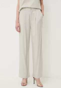 Sisley pantaloni femei, culoarea bej, drept, high waist imagine