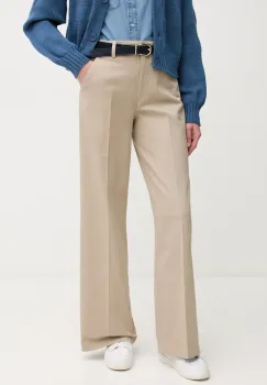 Sisley pantaloni femei, culoarea bej, lat, high waist, 4BYWLE03G imagine