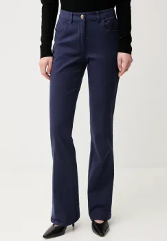 Sisley pantaloni femei, culoarea bleumarin, drept, high waist, 49MALF05G imagine