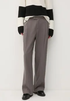 Sisley pantaloni femei, culoarea gri, drept, high waist, 4TKDLF05T imagine