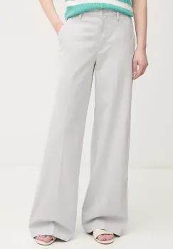 Sisley pantaloni femei, culoarea gri, lat, high waist, 4BYWLE03G imagine