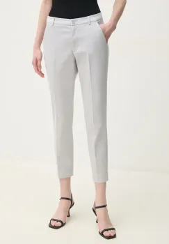 Sisley pantaloni femei, culoarea gri, mulata, medium waist imagine