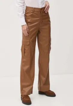 Sisley pantaloni femei, culoarea maro, drept, high waist, 45FSLF05N imagine