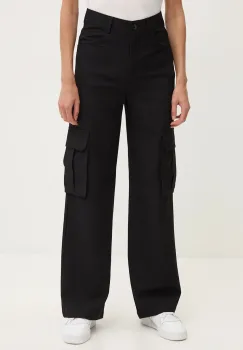 Sisley pantaloni femei, culoarea negru, drept, high waist, 4KVXLF05Y imagine