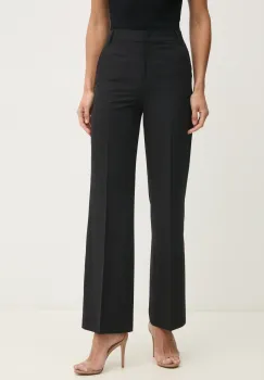 Sisley pantaloni femei, culoarea negru, drept, high waist imagine