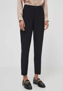 Sisley pantaloni femei, culoarea negru, drept, medium waist imagine