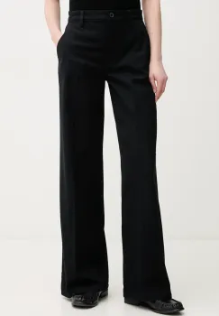 Sisley pantaloni femei, culoarea negru, lat, high waist, 4BYWLE03G imagine