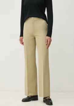 Sisley pantaloni femei, culoarea verde, drept, high waist imagine