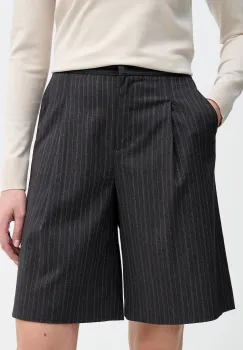 Sisley pantaloni scurti culoarea gri, high waist, 409YL901S imagine