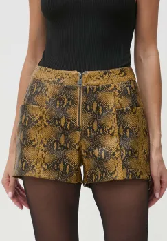 Sisley pantaloni scurti femei, culoarea maro, modelator, high waist, 4S6VL901E imagine