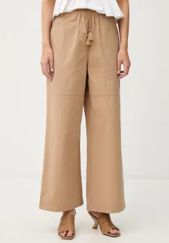 Sisley pantaloni wide leg pentru femei, cu bumbac imagine