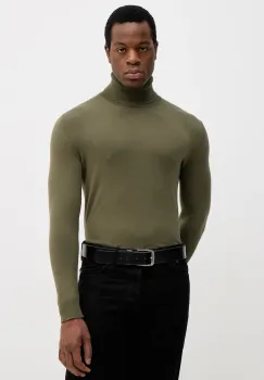 Sisley pulover culoarea bleumarin, light, cu guler, 10F2S2244 imagine