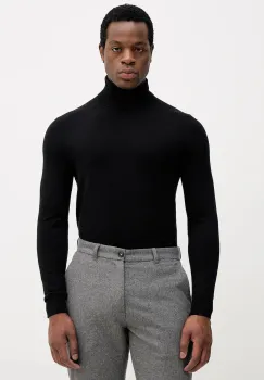 Sisley pulover culoarea bleumarin, light, cu guler, 10F2S2244 imagine