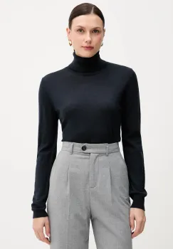 Sisley pulover culoarea bleumarin, light, cu guler, 11BAM201C imagine