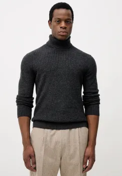 Sisley pulover culoarea gri, cu guler, 18AYS200X imagine