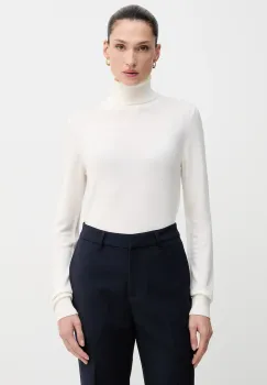 Sisley pulover culoarea maro, light, cu guler, 11BAM201C imagine