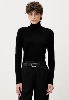 Sisley pulover culoarea negru, light, cu guler, 17Q3M2178 imagine