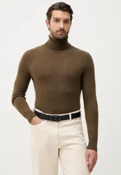 Sisley pulover din amestec de lana culoarea bej, light, cu guler, 102HS2177 imagine