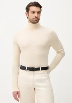 Sisley pulover din amestec de lana culoarea bej, light, cu guler, 102HS2177 imagine