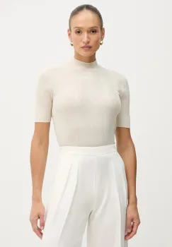 Sisley pulover din amestec de lana culoarea bej, light, cu turtleneck, 1WH2M2025 imagine