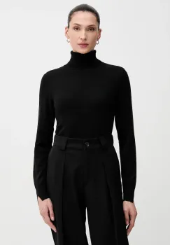 Sisley pulover din amestec de lana culoarea gri, light, cu guler, 102HM2174 imagine