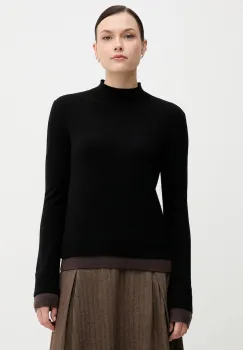 Sisley pulover din amestec de lana culoarea negru, light, cu turtleneck, 122WL202B imagine