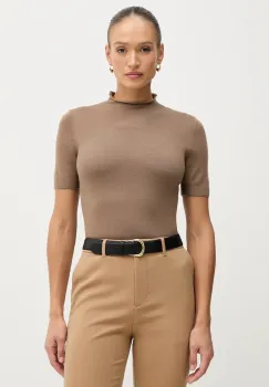 Sisley pulover din amestec de lana culoarea rosu, cu turtleneck, 11BAM105P imagine