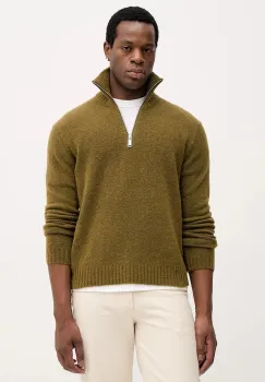 Sisley pulover din amestec de lana culoarea verde, cu guler, 1PJXS200Y imagine